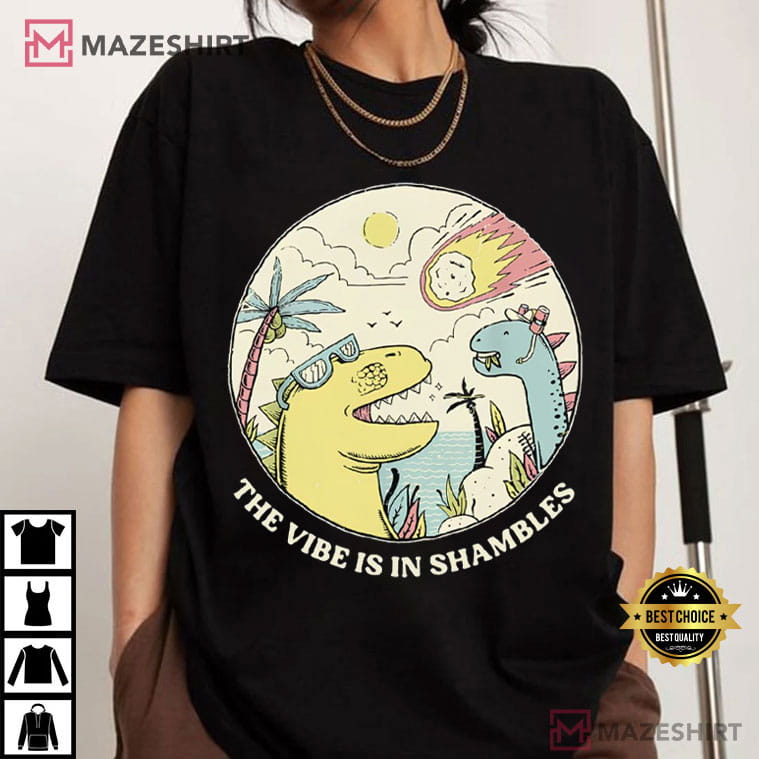 The Vibe Is In Shambles Funny Mental Health Dinosaur Meme T-Shirt The Vibe Is In Shambles Funny Mental Health Dinosaur Meme T-Shirt