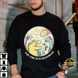 The Vibe Is In Shambles Funny Mental Health Dinosaur Meme T Shirt (3)
