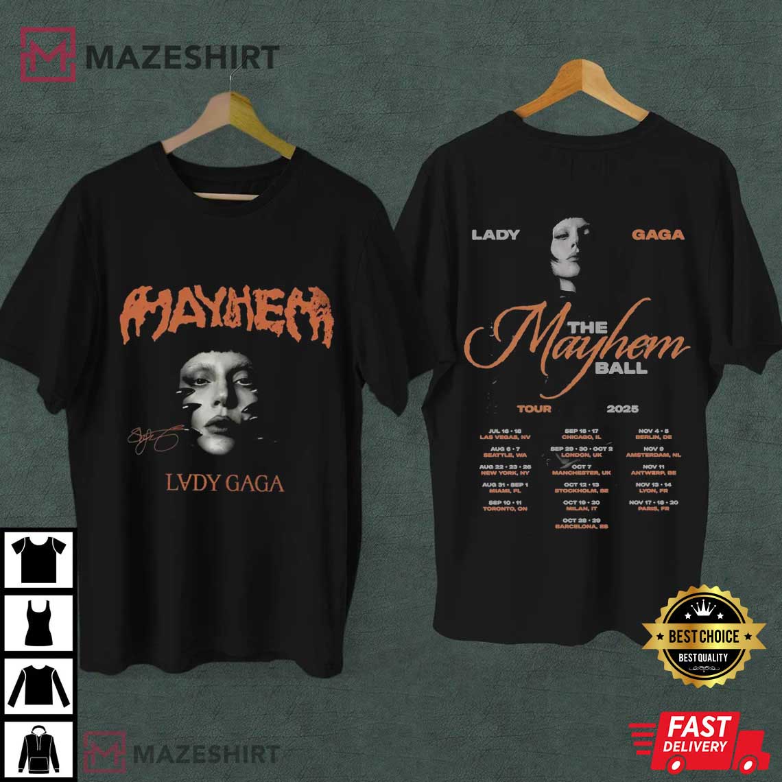 Lady Gaga Mayhem Album Concert Tour Pop Music Lover T-Shirt Lady Gaga Mayhem Album Concert Tour Pop Music Lover T-Shirt