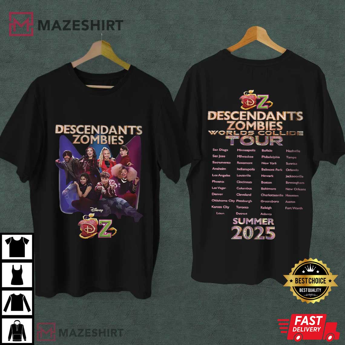 Descendants Zombies Worlds Collide Tour Music Festival T-Shirt Descendants Zombies Worlds Collide Tour Music Festival T-Shirt