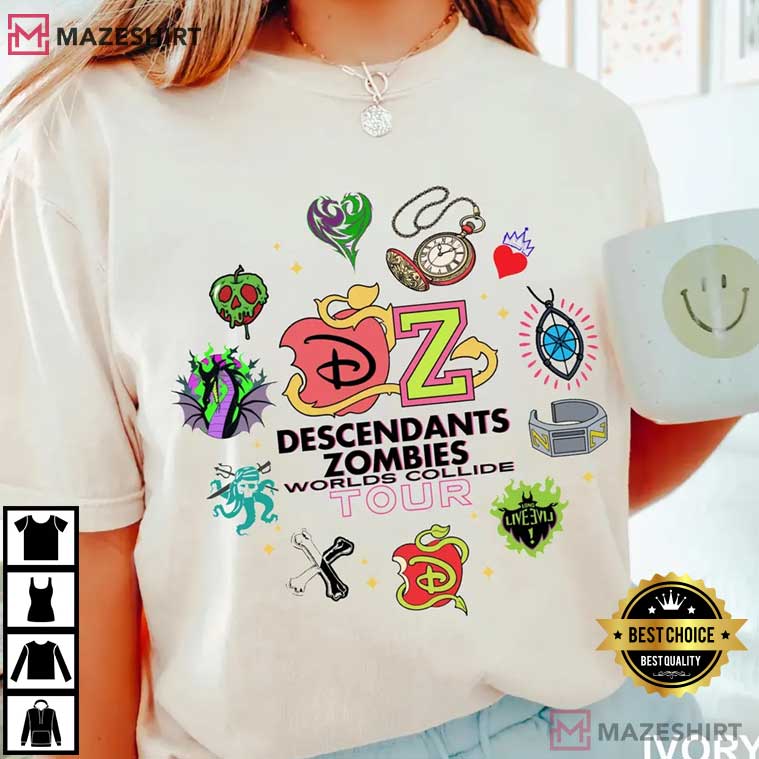 Descendants Zombies Worlds Collide Tour 2025 Disney Movie T-Shirt Descendants Zombies Worlds Collide Tour 2025 Disney Movie T-Shirt