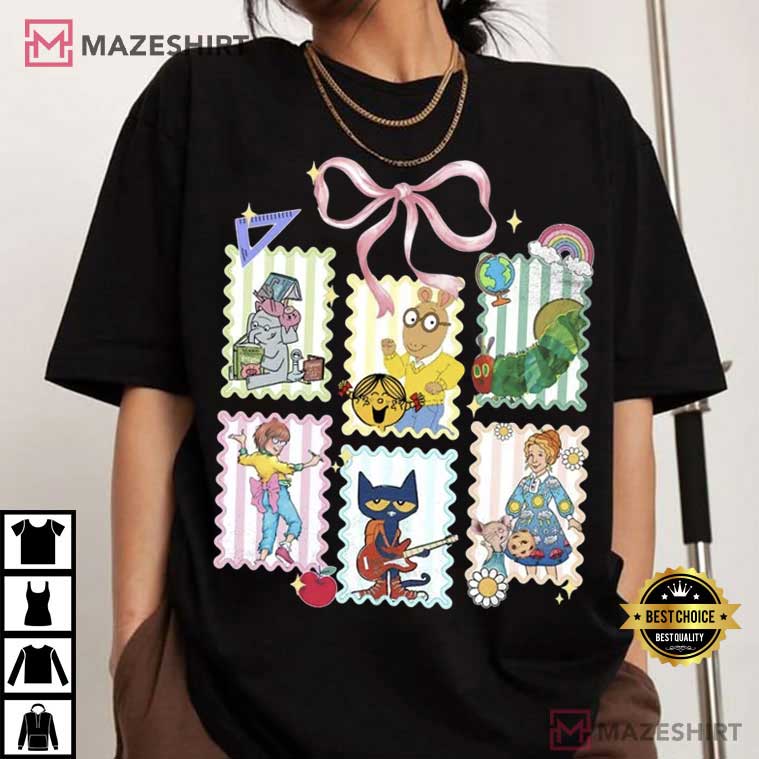 Children Books Characters Back To School Coquette Teacher T-Shirt Children Books Characters Back To School Coquette Teacher T-Shirt
