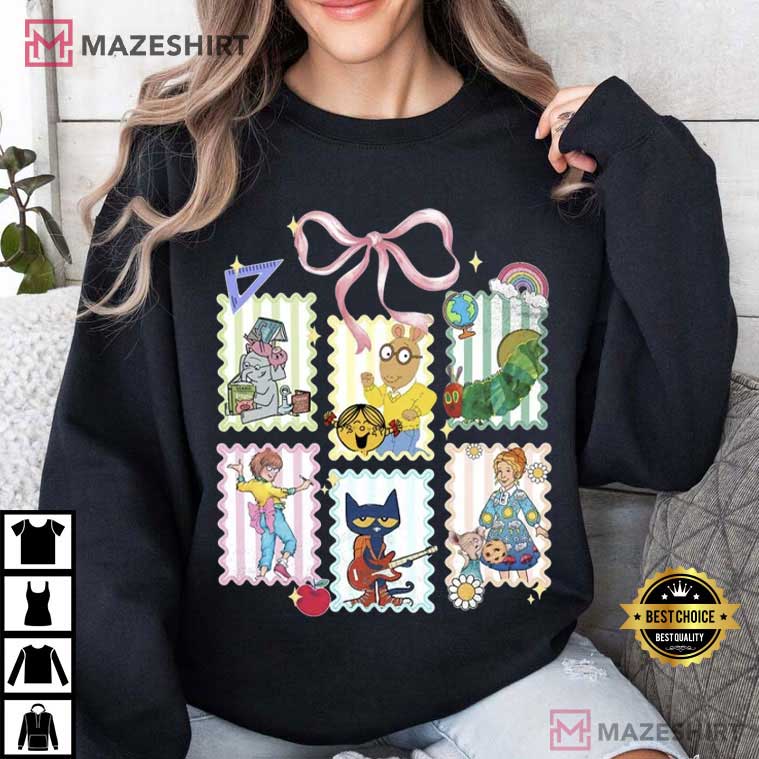 Children Books Characters Back To School Coquette Teacher T-Shirt Children Books Characters Back To School Coquette Teacher T-Shirt