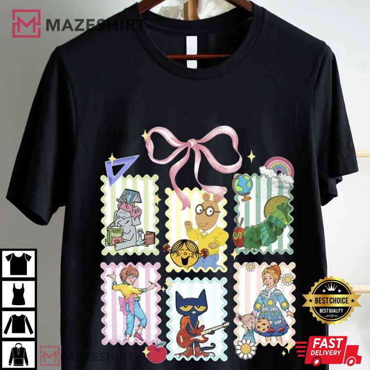 Children Books Characters Back To School Coquette Teacher T-Shirt Children Books Characters Back To School Coquette Teacher T-Shirt