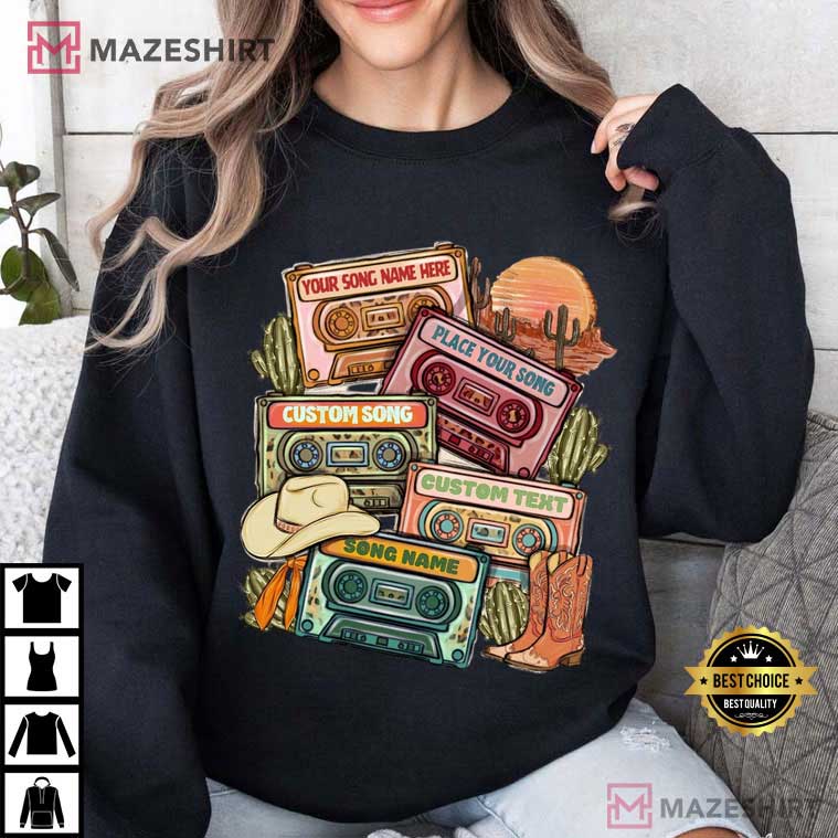Custom Cassette Tape Country Music Concert Cowboy T-Shirt Custom Cassette Tape Country Music Concert Cowboy T-Shirt