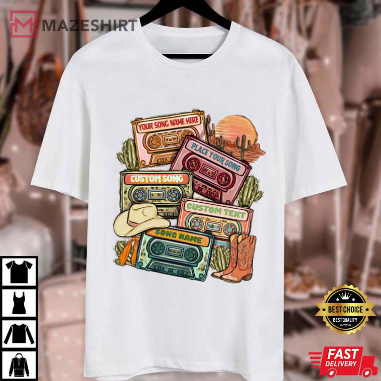 Custom Cassette Tape Country Music Concert Cowboy T-Shirt Custom Cassette Tape Country Music Concert Cowboy T-Shirt