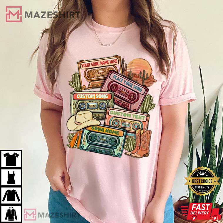 Custom Cassette Tape Country Music Concert Cowboy T-Shirt Custom Cassette Tape Country Music Concert Cowboy T-Shirt