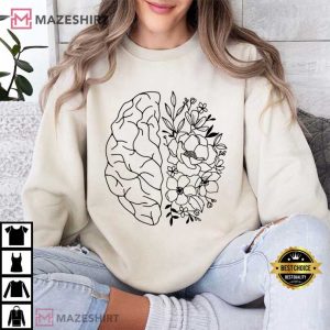 Nurse Floral Brain Anatomy Mental Health T Shirt (4)