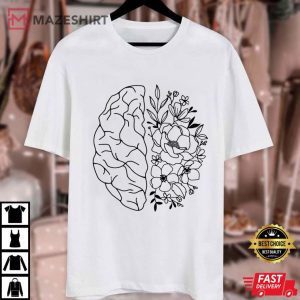Nurse Floral Brain Anatomy Mental Health T Shirt (1)