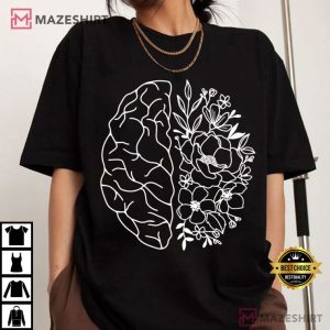 Nurse Floral Brain Anatomy Mental Health T Shirt (3)