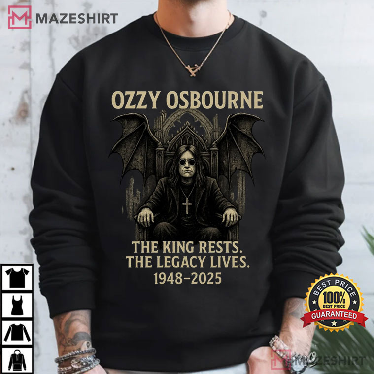 Ozzy Osbourne The King Rests Memorial 1948 - 2025 T-Shirt Ozzy Osbourne The King Rests Memorial 1948 - 2025 T-Shirt