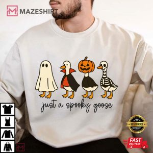 Halloween Just A Spooky Goose Funny Silly Goose T Shirt (4)