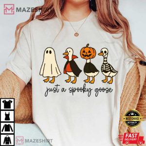 Halloween Just A Spooky Goose Funny Silly Goose T Shirt (2)
