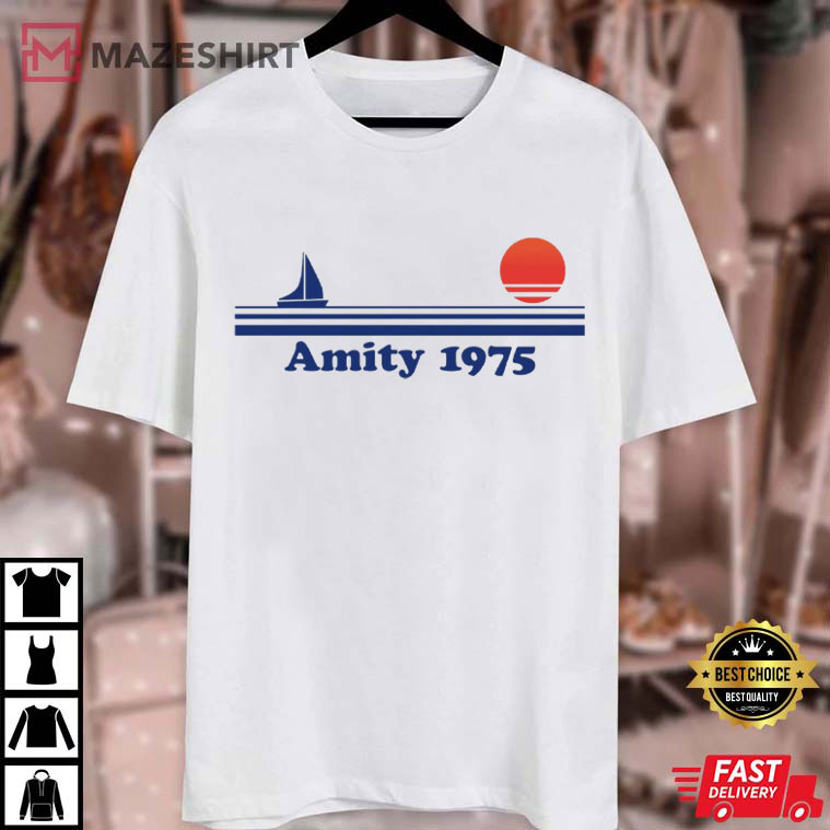 Jaws Amity 1975 Amity Island Thriller Film T-Shirt Jaws Amity 1975 Amity Island Thriller Film T-Shirt