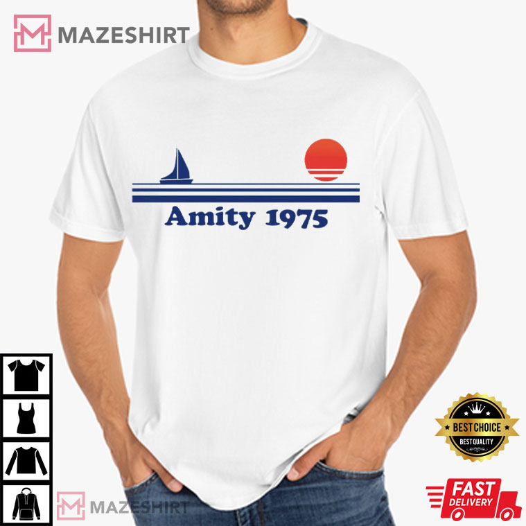 Jaws Amity 1975 Amity Island Thriller Film T-Shirt Jaws Amity 1975 Amity Island Thriller Film T-Shirt