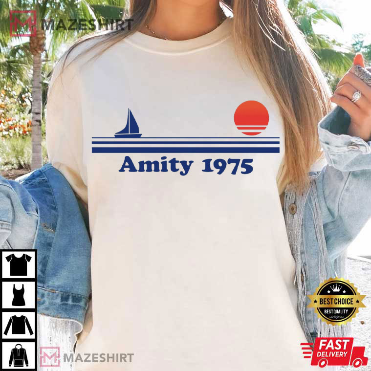 Jaws Amity 1975 Amity Island Thriller Film T-Shirt Jaws Amity 1975 Amity Island Thriller Film T-Shirt