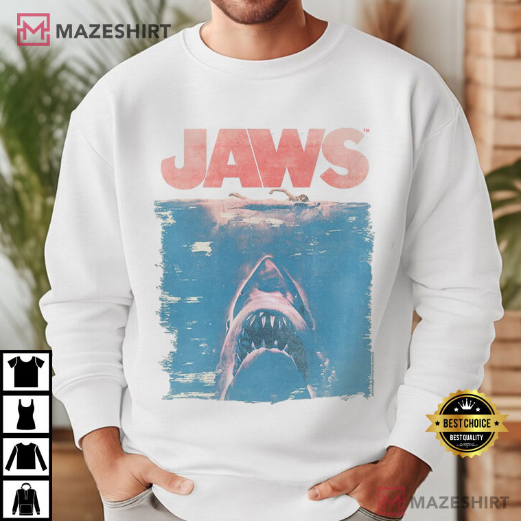 Jaws Fade Natural Adult Movie Thriller Shark T-Shirt Jaws Fade Natural Adult Movie Thriller Shark T-Shirt