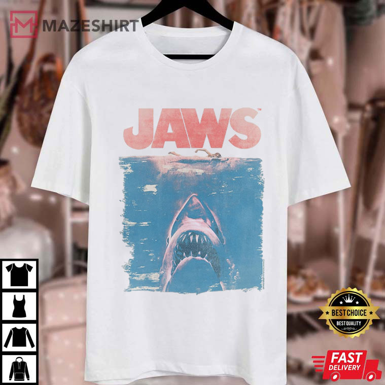 Jaws Fade Natural Adult Movie Thriller Shark T-Shirt Jaws Fade Natural Adult Movie Thriller Shark T-Shirt