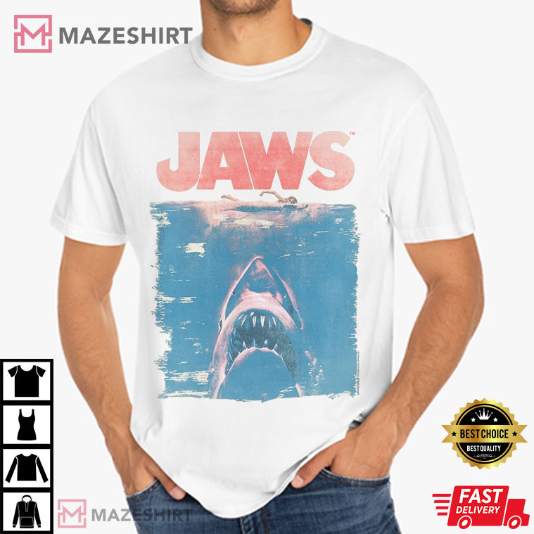 Jaws Fade Natural Adult Movie Thriller Shark T-Shirt Jaws Fade Natural Adult Movie Thriller Shark T-Shirt