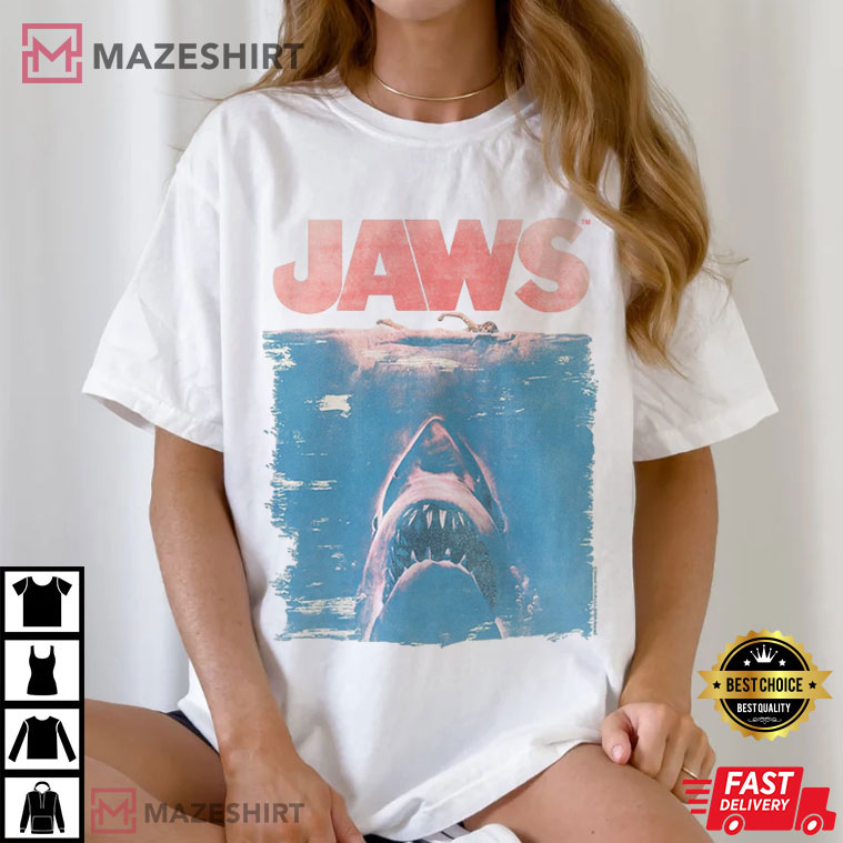 Jaws Fade Natural Adult Movie Thriller Shark T-Shirt Jaws Fade Natural Adult Movie Thriller Shark T-Shirt