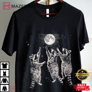 Three Raccoons And Moon Vintage Raccoon Lovers Funny T Shirt (1)
