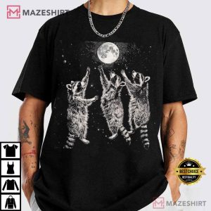 Three Raccoons And Moon Vintage Raccoon Lovers Funny T Shirt (3)