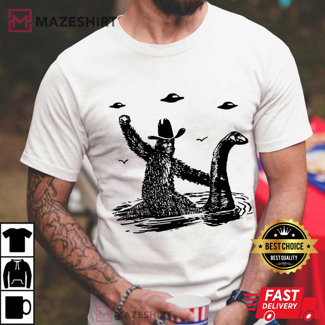 Funny Bigfoot Loch Ness Monster Cryptid Ufo Vintage T-Shirt Funny Bigfoot Loch Ness Monster Cryptid Ufo Vintage T-Shirt