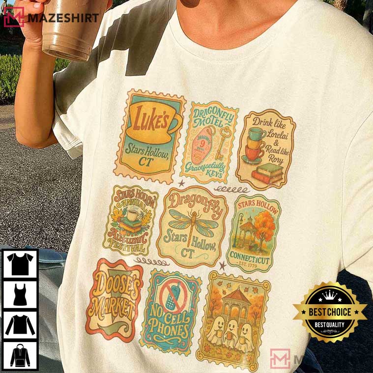 Stars Hollow Connecticut Stamp Lukes Diner Vintage Gilmore Girls T-Shirt Stars Hollow Connecticut Stamp Lukes Diner Vintage Gilmore Girls T-Shirt