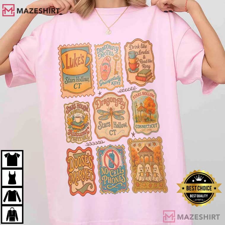Stars Hollow Connecticut Stamp Lukes Diner Vintage Gilmore Girls T-Shirt Stars Hollow Connecticut Stamp Lukes Diner Vintage Gilmore Girls T-Shirt