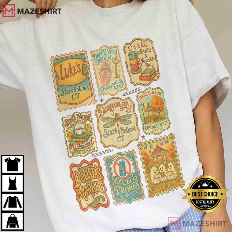 Stars Hollow Connecticut Stamp Lukes Diner Vintage Gilmore Girls T-Shirt Stars Hollow Connecticut Stamp Lukes Diner Vintage Gilmore Girls T-Shirt