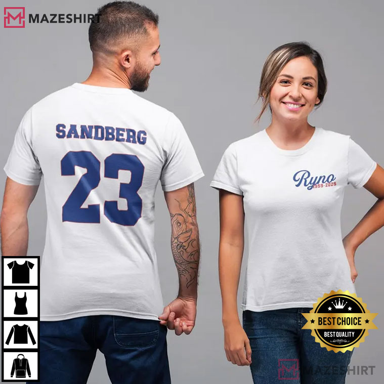 Ryne Sandberg 1959-2025 Ryno Chicago Cubs Tribute T-Shirt Ryne Sandberg 1959-2025 Ryno Chicago Cubs Tribute T-Shirt