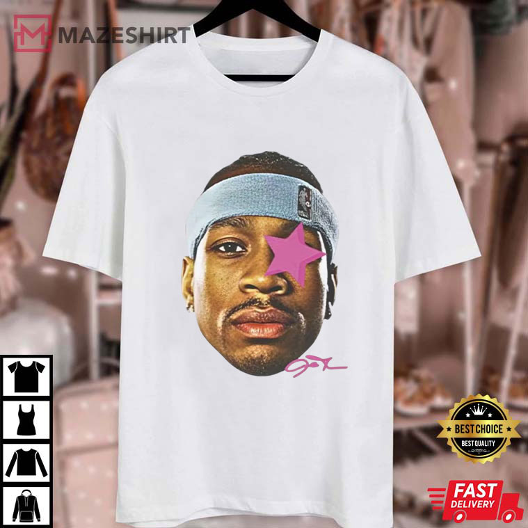 Allen Iverson Pink Star Basketball NBA Vintage Graphic T-Shirt Allen Iverson Pink Star Basketball NBA Vintage Graphic T-Shirt