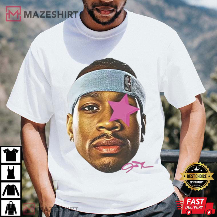 Allen Iverson Pink Star Basketball NBA Vintage Graphic T-Shirt Allen Iverson Pink Star Basketball NBA Vintage Graphic T-Shirt