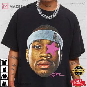 Allen Iverson Pink Star Basketball NBA Vintage Graphic T Shirt (2)