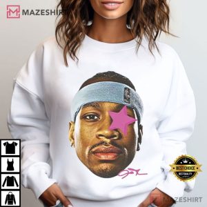 Allen Iverson Pink Star Basketball NBA Vintage Graphic T Shirt (3)