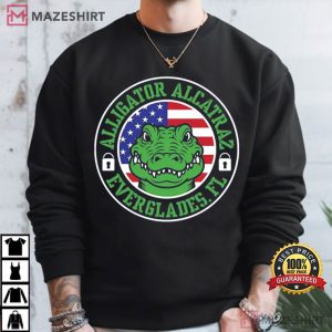 Alligator Alcatraz Everglades Florida Political American Flag T Shirt ( (4)