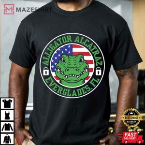Alligator Alcatraz Everglades Florida Political American Flag T-Shirt