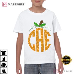 Monogram Pumpkin Personalized Initials Fall Natural Cute T-Shirt
