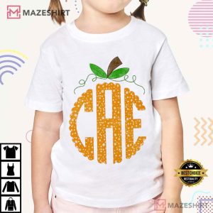 Monogram Pumpkin Personalized Initials Fall Natural Cute T Shirt (2)