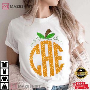 Monogram Pumpkin Personalized Initials Fall Natural Cute T Shirt (3)