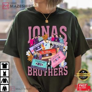 Jonas Brothers Boy Band Floral Tape Retro Cassette Album T Shirt (4)