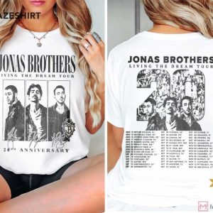 Jonas Brothers Vintage Living The Dream Tour 2025 20th Anniversary T-Shirt