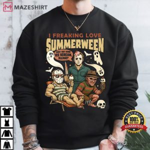 I Freaking Love Summerween Horror Characters Halloween T Shirt (1)