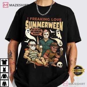 I Freaking Love Summerween Horror Characters Halloween T-Shirt