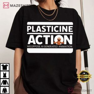 Plasticine Action We Oppose AI Generated Animation T Shirt (6)