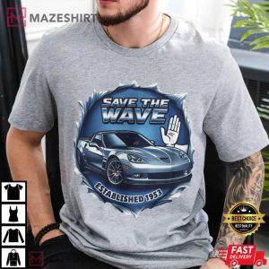 Car Lovers Corvette Sports Car Save The Wave T Shirt (3)