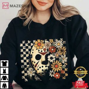 Jason Voorhees Killer Halloween Floral Movie Horror Characters T Shirt (1)