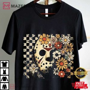 Jason Voorhees Killer Halloween Floral Movie Horror Characters T Shi