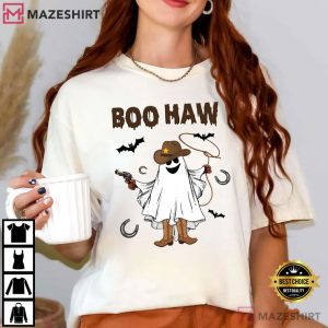 Boo Haw Funny Ghost Cowboy Western Halloween Comfort Colors T Shirt (2)