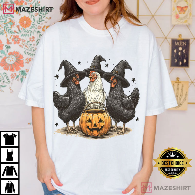 Pumpkin Chicken Fall Retro Halloween Witch Spooky Season T-Shirt Pumpkin Chicken Fall Retro Halloween Witch Spooky Season T-Shirt